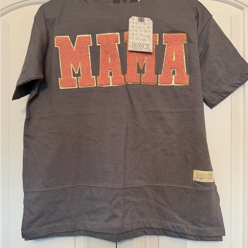 Royce Gray Short Sleeve Tee with Pink Lettering